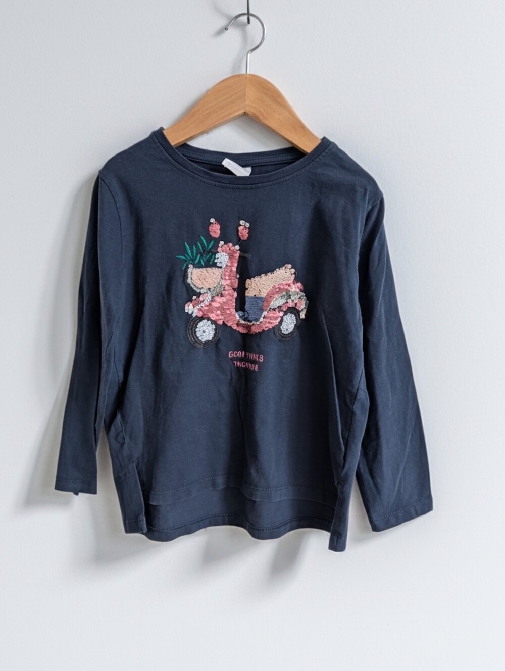 Zara Girls Navy Tee Sequin Vespa size 7